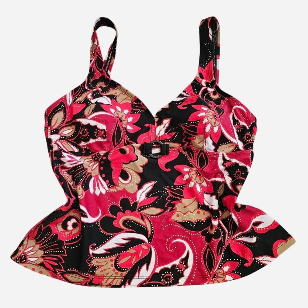 red black patterned whimsigoth vintage 90s y2k swim tankini top